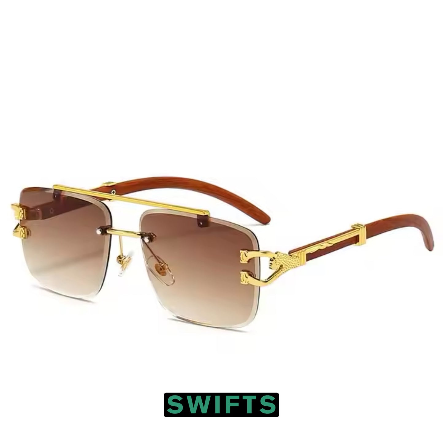 Cartier Wooden Metal - Rimless - Rectangle Shades